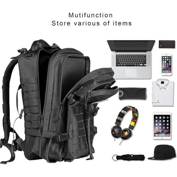 Large Tactical Backpack 40L Molle Military Hiking Camping Rucksack Bag - Picture 6 of 7